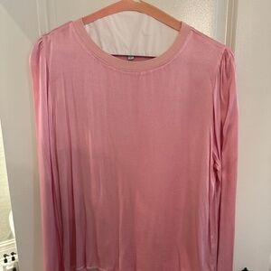 Pink silk long sleeve top